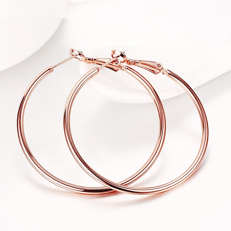 GSLAOZ Hoop Earrings, 18K Rose Gold Plated Rounded Hoops Earrings for Women - Image 5